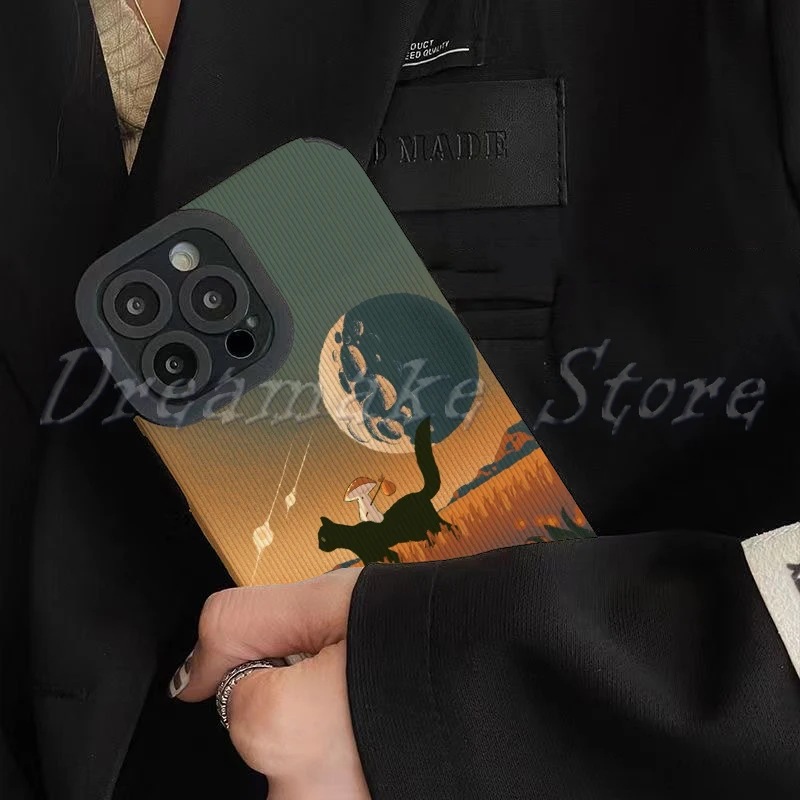 الخيال العلمي القط والفطر الحالات الهاتف آيفون 11 حالة 14 برو ماكس 15 16 برو ماكس آيفون حالة آيفون 13 #5