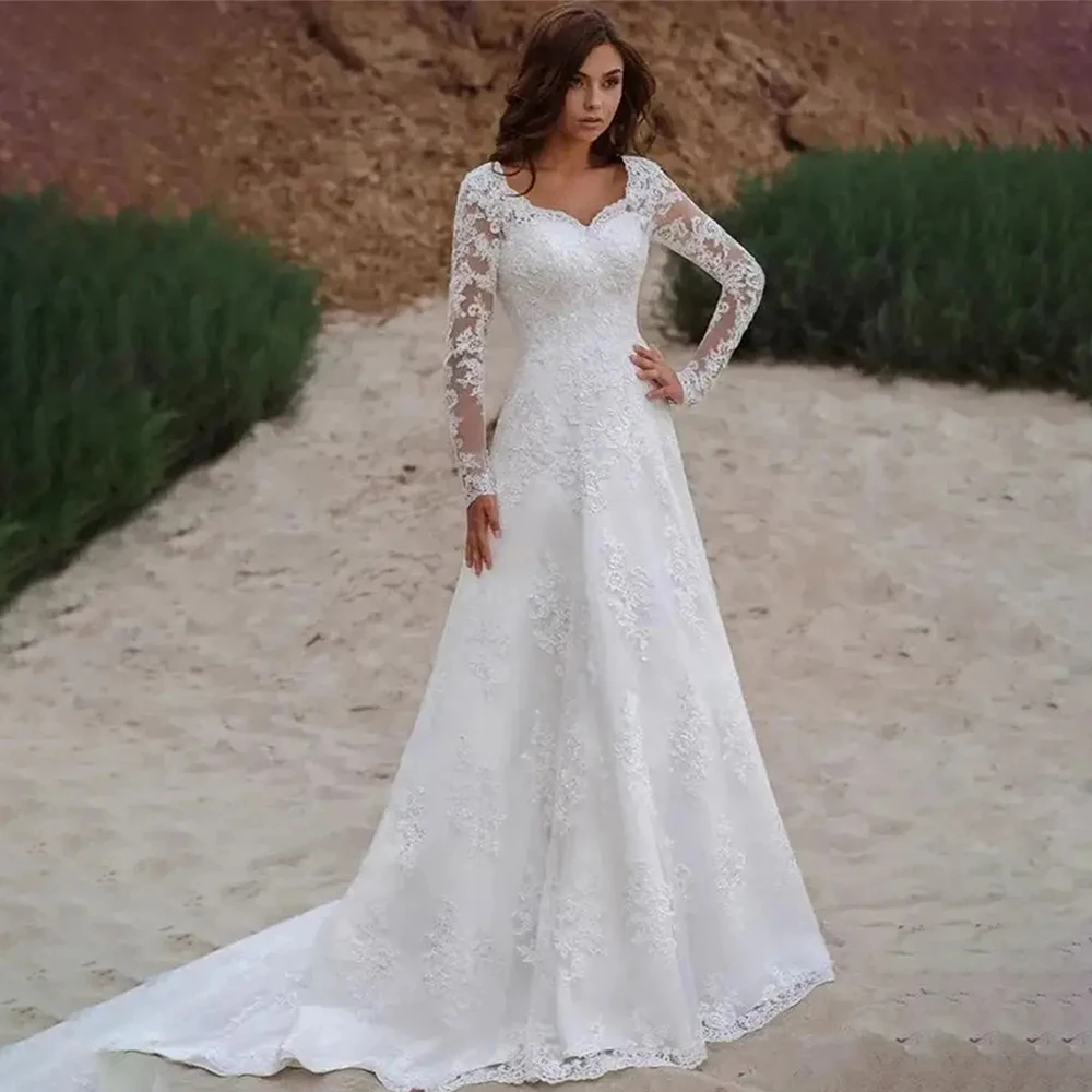 

Wedding Dresses 2026 Luxury Square Neck Lace Appliques A Line Bridal Gown Vestidos De Novia Elegant Wedding Dresses Bride