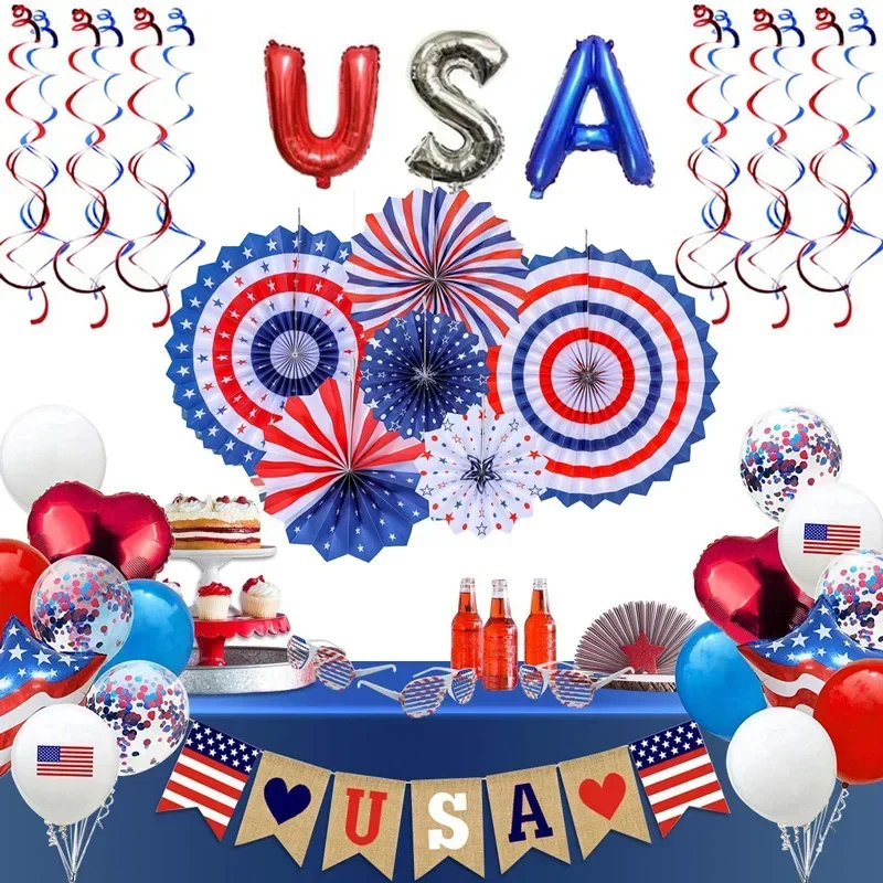 2024 New American Independence Day Balloon Set USA Flag Independence Day Patriotic Party Decorative Balloon Set