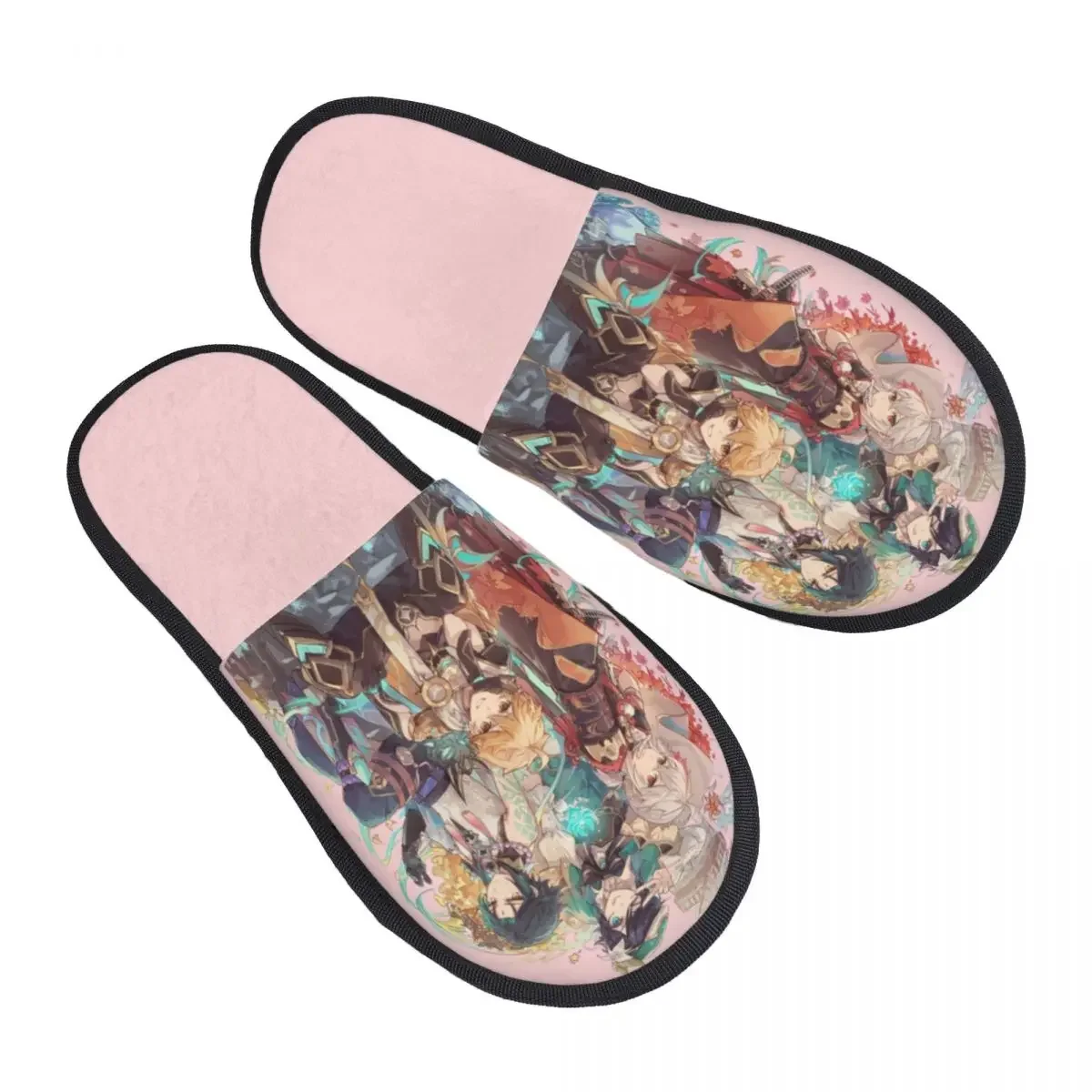 Custom Anime Genshin Impact Soft Memory Foam House Slippers Women Manga Kawaii Cozy Warm Anti-Skid Slipper