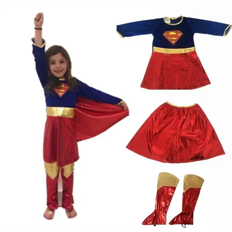 Vestido de supermujer para adultos, disfraces de cosplay, vestido de súper niñas, cubiertas de zapatos, traje de superhéroe para mujer, disfraz de Halloween para niños