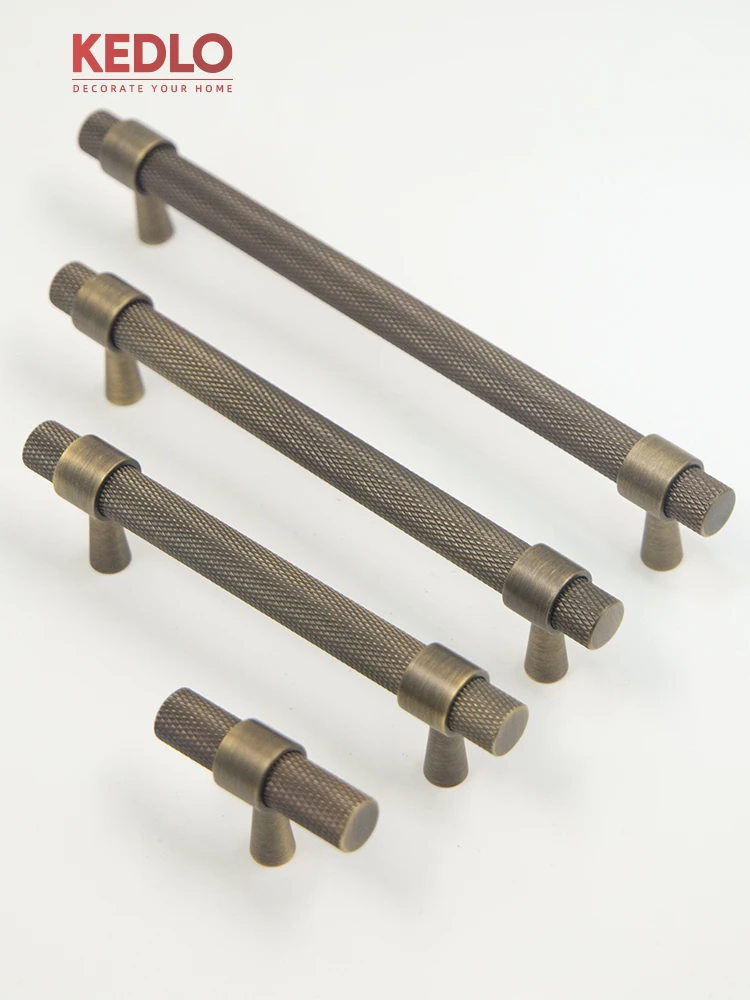 KEDLO Massiver Messinggriff im europäischen Retro-Stil, antiker Messing-Schubladengriff, gebürsteter Schrankgriff in Nickeloptik – Detail 5