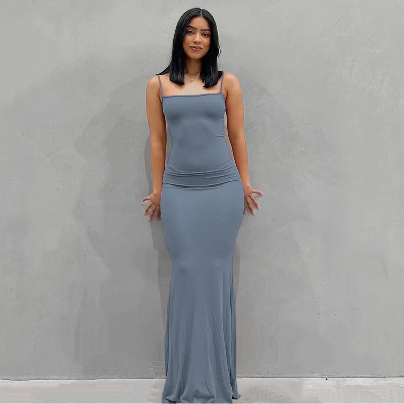Europäisches und amerikanisches Damen kleid, lässiges Slim Fit-Leibchen, Heim kleid, langer Rock