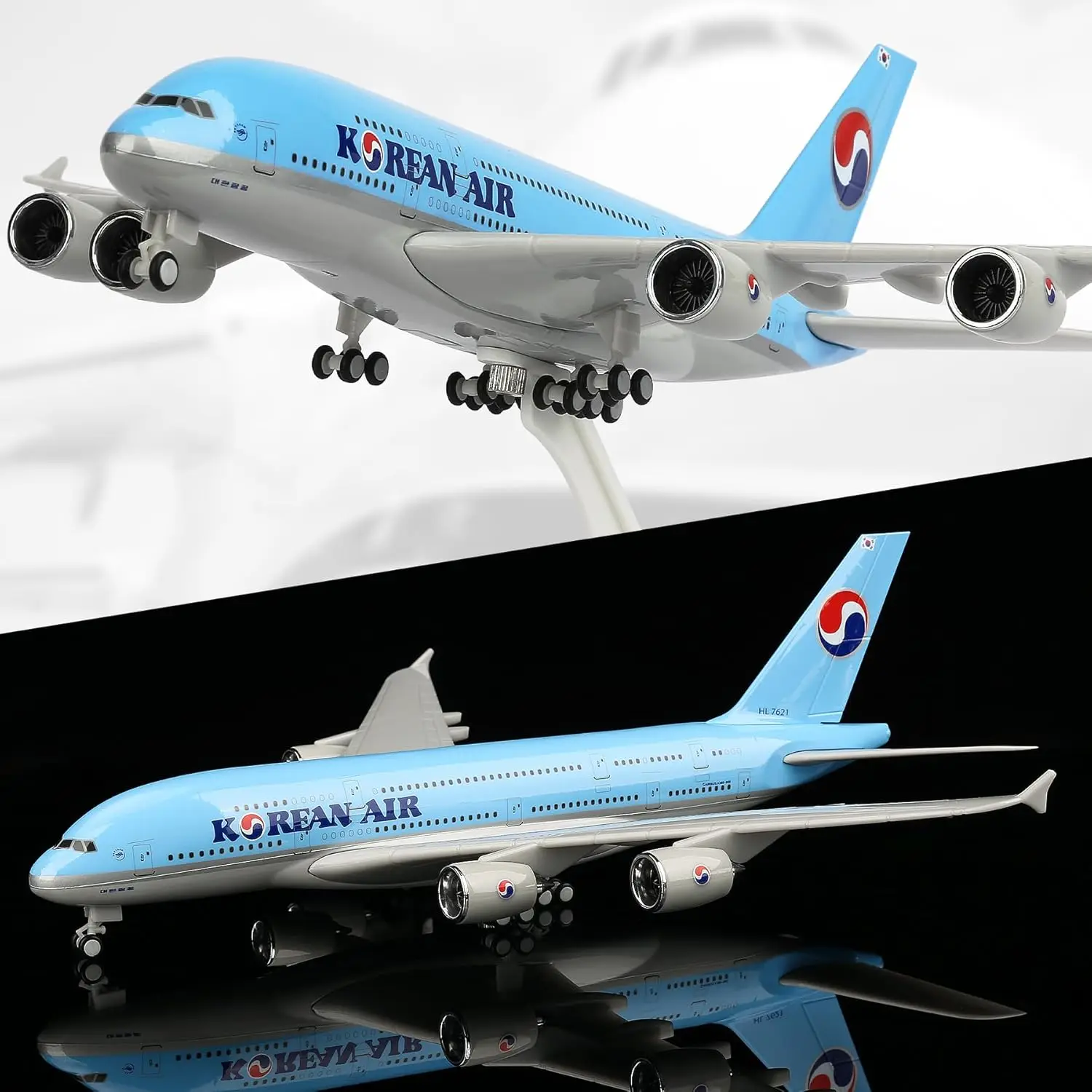 1/250 Korea A380 Model Plane Alloy Diecast Airplanes Model Airplane with Stand for Aviation Enthusiasts Gifts or Decorations