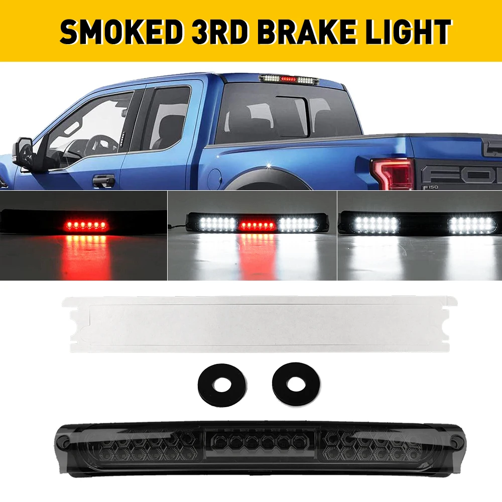

1Pcs LED Smoke 3rd Third Brake Light Fit For Ford F-150 1997-2003 Ford Excursion 2000-2005 Red Brake lamp White Cargo Light