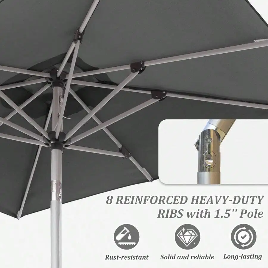 

Rectangular Patio Umbrella With Crank Lift And Tilt Function Grey