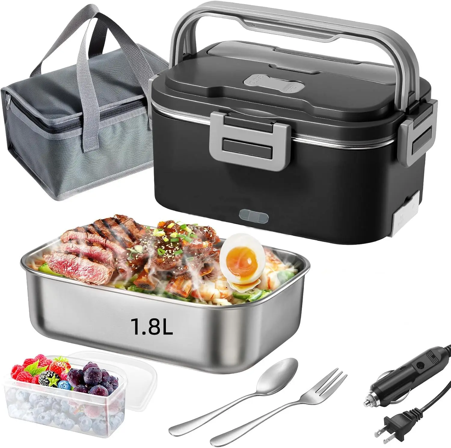 

Electric Lunch Box for Adults 100W Fast Heated Lunch Box for Men Women 1.8L Stainless 304Steel Containers Fast Heating