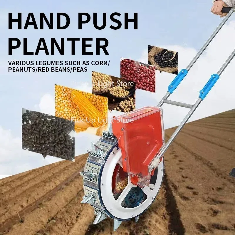 

Hot sales Hand push Planter Vegetable Corn Wheat Sorghum Pea Horn Dry Rice Seeder Fine Sowing multi-function point sowing
