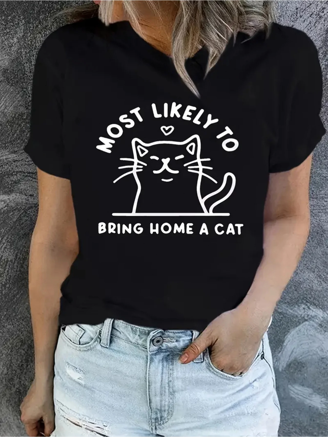 

Women'S Fashion Cat Lovers Round Neck T-shirt Harajuku Short Sleeve Casual T-shirt Clothing Street Tops Tees Aesthetic Clothes