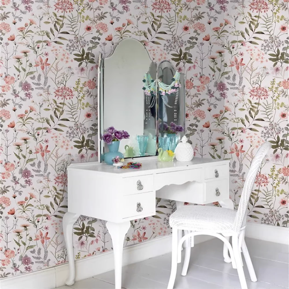 Pintura de pared personalizada, papel tapiz floral de planta francesa para dormitorio, sala de estar, comedor, Fondo de hogar, papel de pared 3D, decoración del hogar