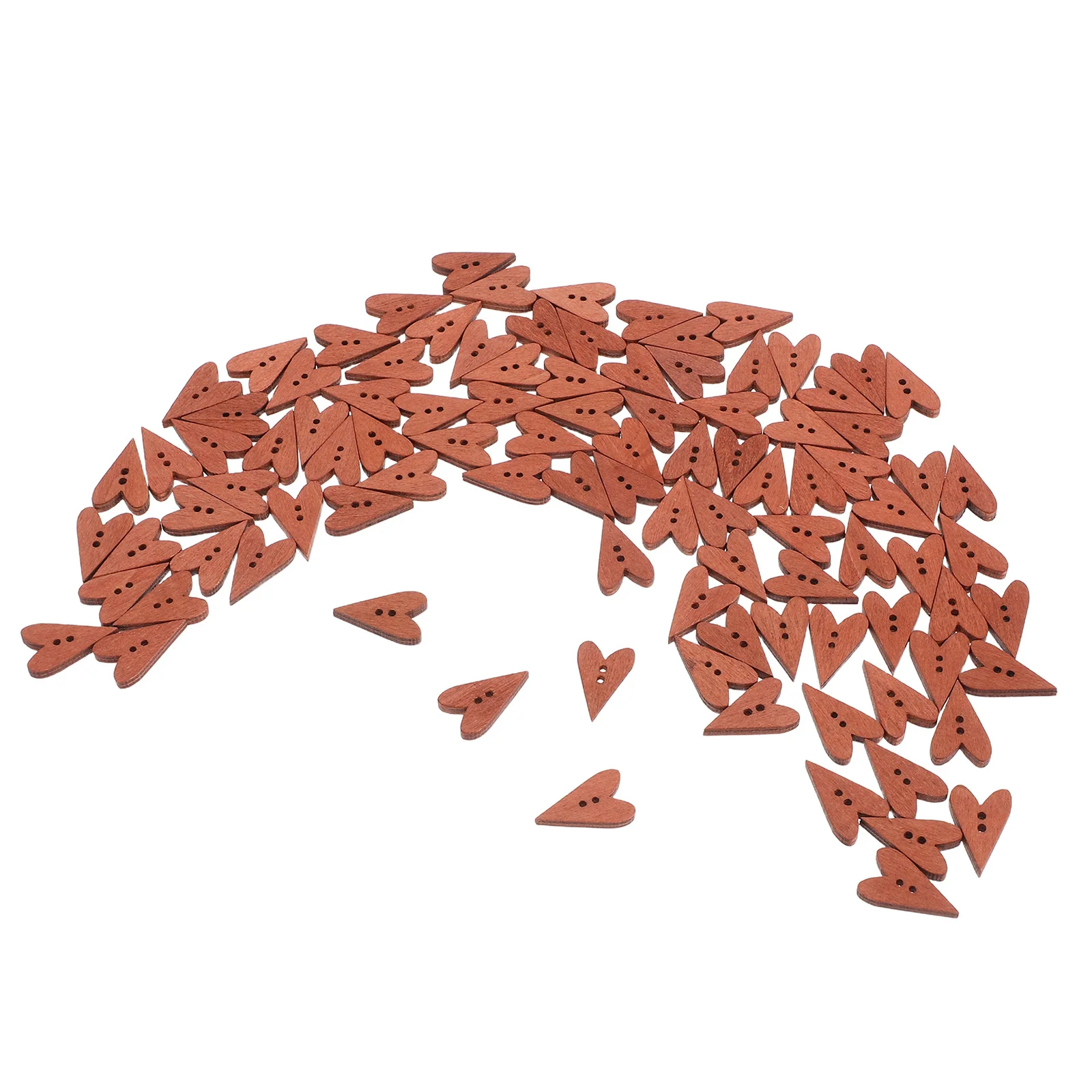 

100Pcs Wooden Heart Buttons Vintage Craft Button Wood Smooth Finish for Sewing Scrapbooking DIY Decoration 2 Holes