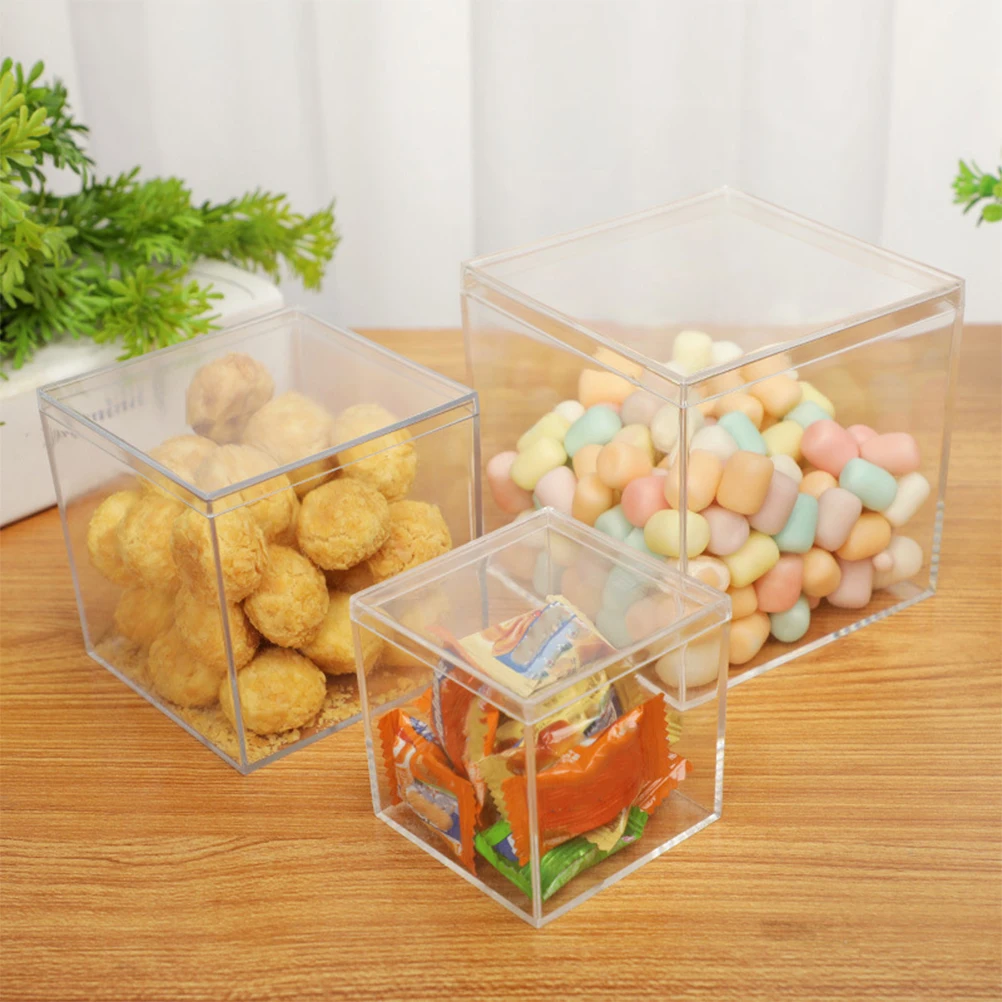 

3Pcs Clear Plastic Candy Display Cases for Wedding Gifts Jewelry Arts Crafts Storage Solutions