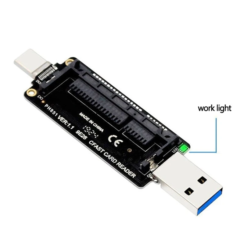 CFast USB 3.1 Type A+C Card Reader 10Gbps Fast Card Reader Portable Aluminum CFast Memory Card Adapter