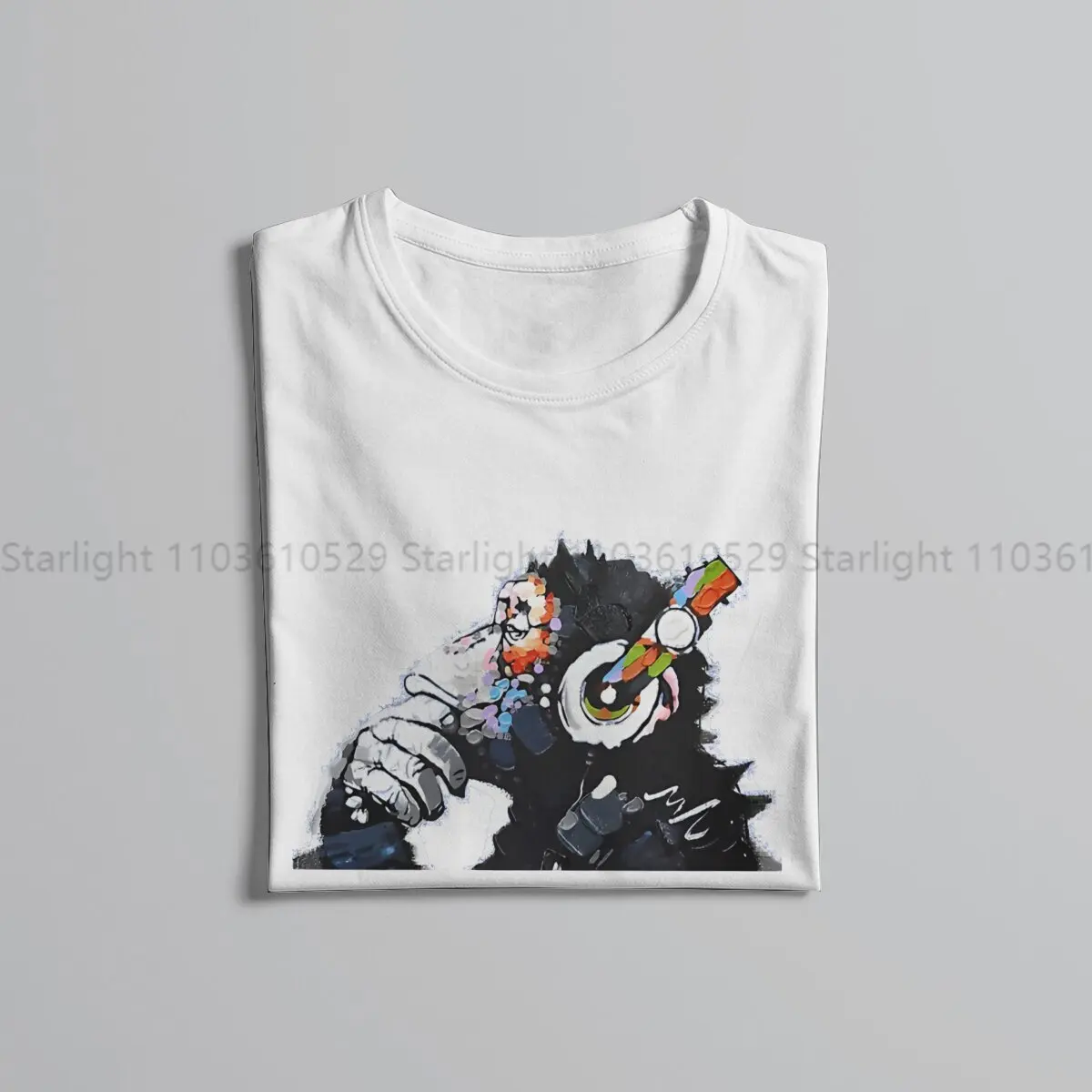 Funky Monkey DJ Headphones TShirt For Men Banksy Art Clothing Novelty T Shirt Soft image 4