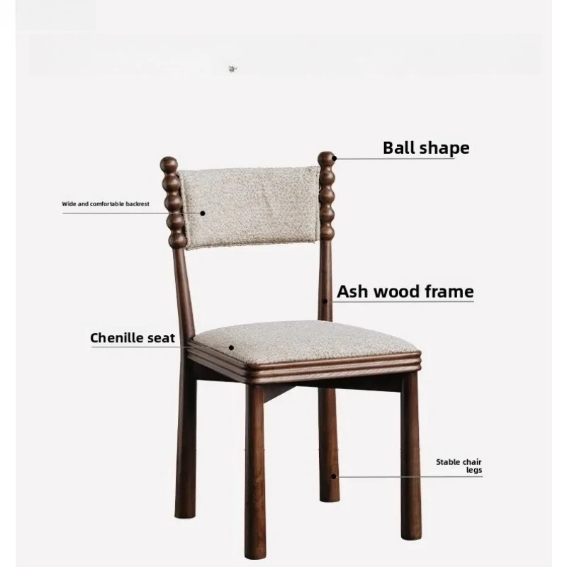 HXL Walnut Solid Wood Dining Chair Home Makeup Comfortable Backrest Chair