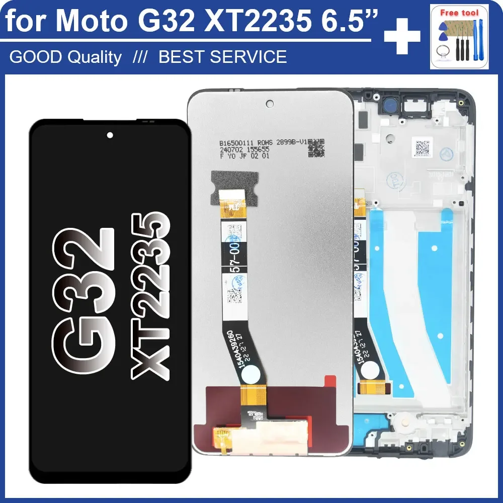 LCD Pop de 6,5" para Motorola Moto G32 2022 ‎ Reemplazo del conjunto de la pantalla táctil de la exhibición LCD XT2235 para Moto G32 XT2235-2 LCD con Fra
