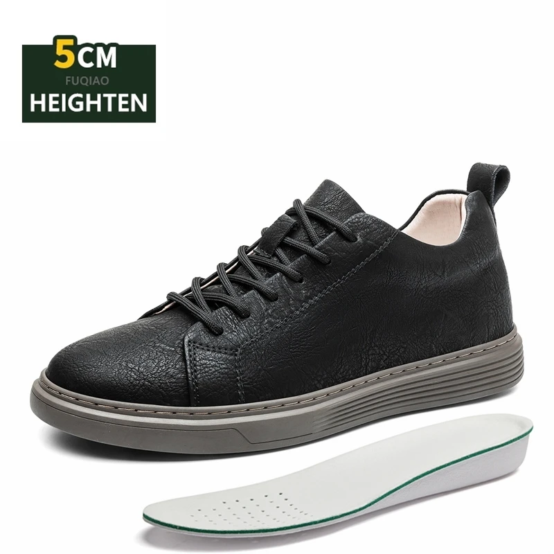 

Кроссовки на скрытой танкетке 5 см из натуральной кожи, повседневные, унисекс, для пар, увеличивающие рост, для мужчин и женщин