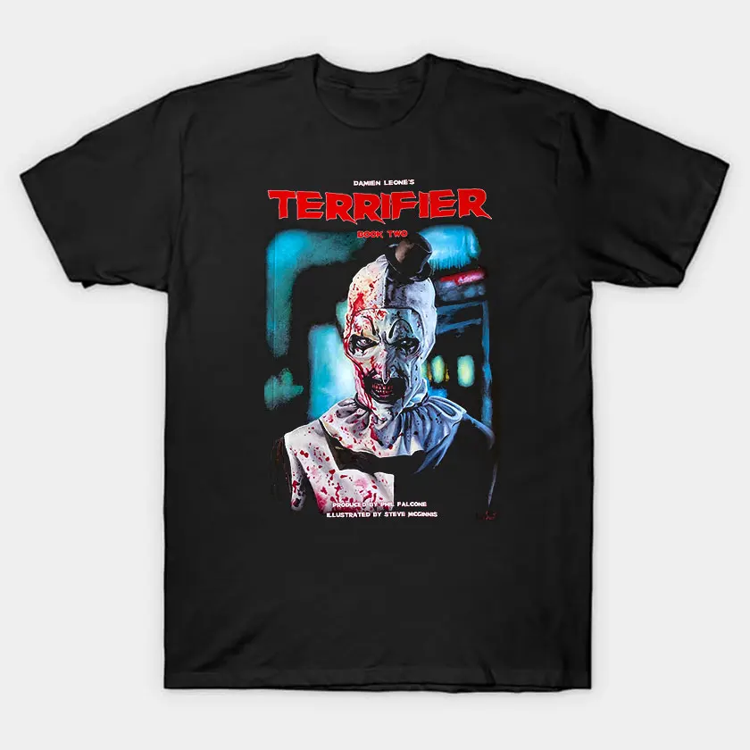 Terifier fan poster seni horor film pembunuh badut menakutkan jahat kostum halloween slasher film 100% katun dicetak t shirt untuk pria