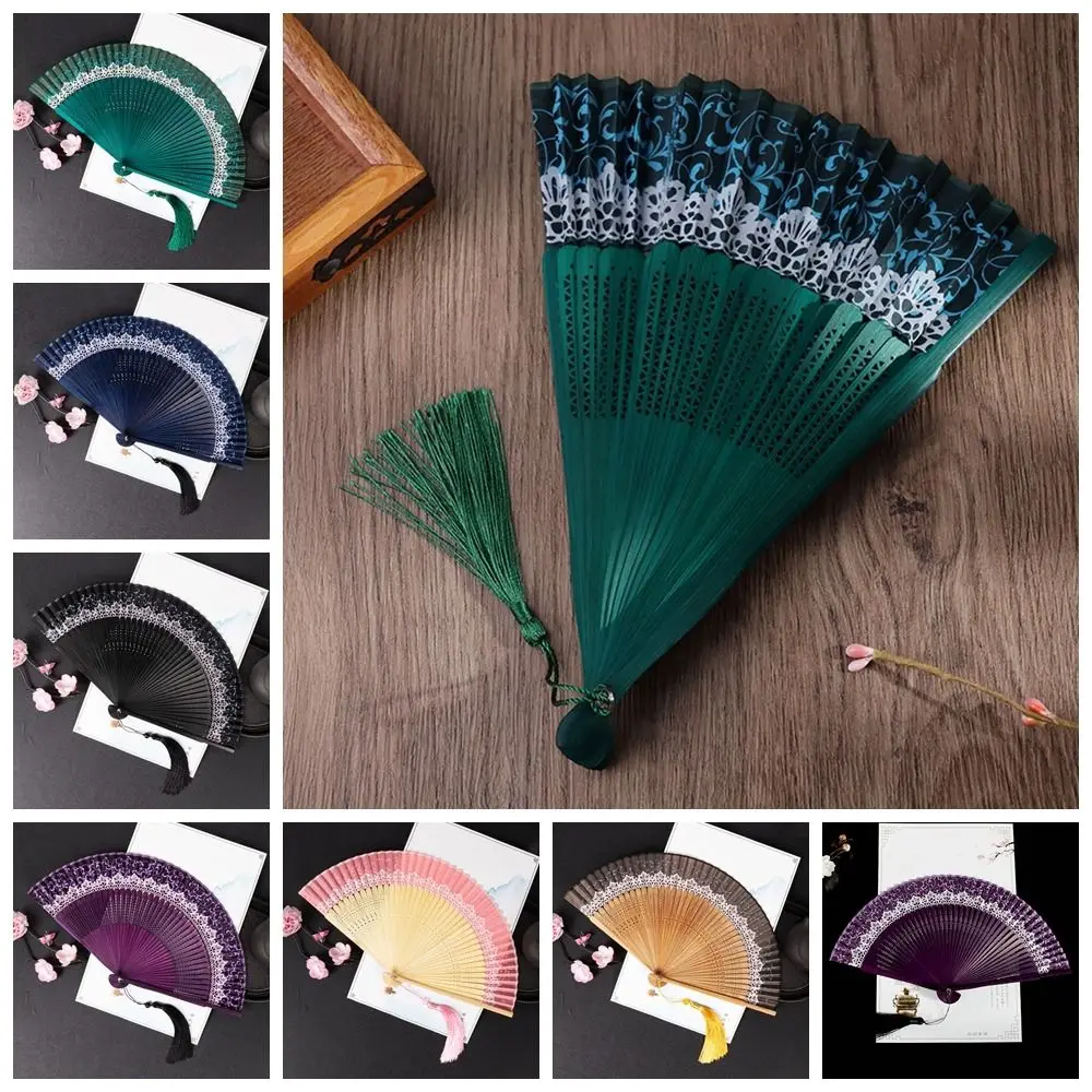 

Color Changing Craft Fan Folding Fan with Lace Tassel Vintage Hand Fan Japanese Style Decorative Fan Exquisite Gifts for Girl