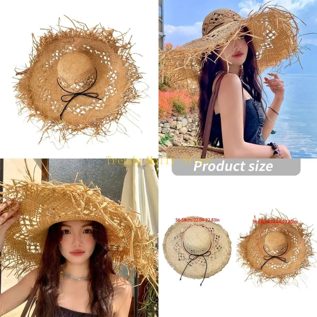 

N5KB Стильная сетчатая летняя шляпа из рафии, повседневная уличная шляпа, идеально подходящая для активного отдыха