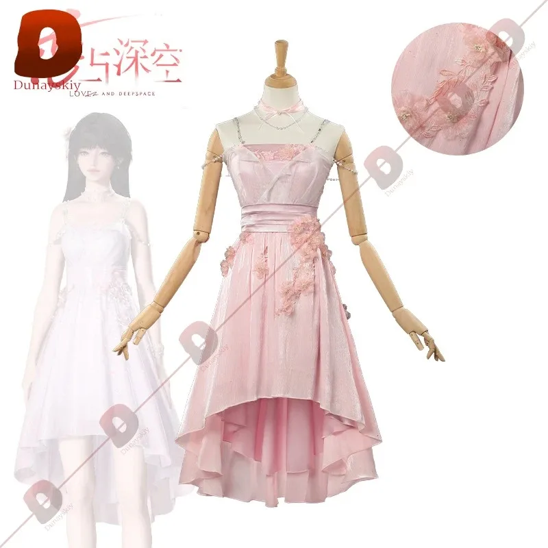 COSda@Game Love and Deepspace Flower Sea Hunter Pink Dress Princess Cosplay Skirt Accessories Set Outfits for Woman Girl Anime C