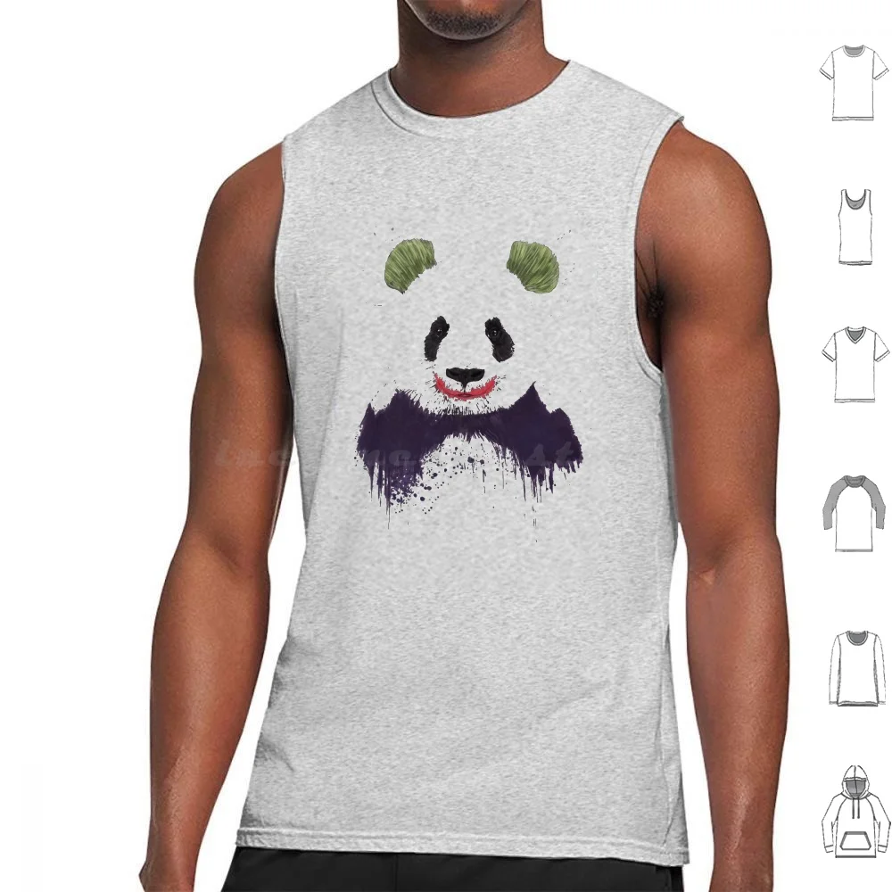 Jokerface Tank Tops Print Cotton Panda Animal Humor Funny Comics Grunge Pop Art Balazs Solti Illustration Balazssolti