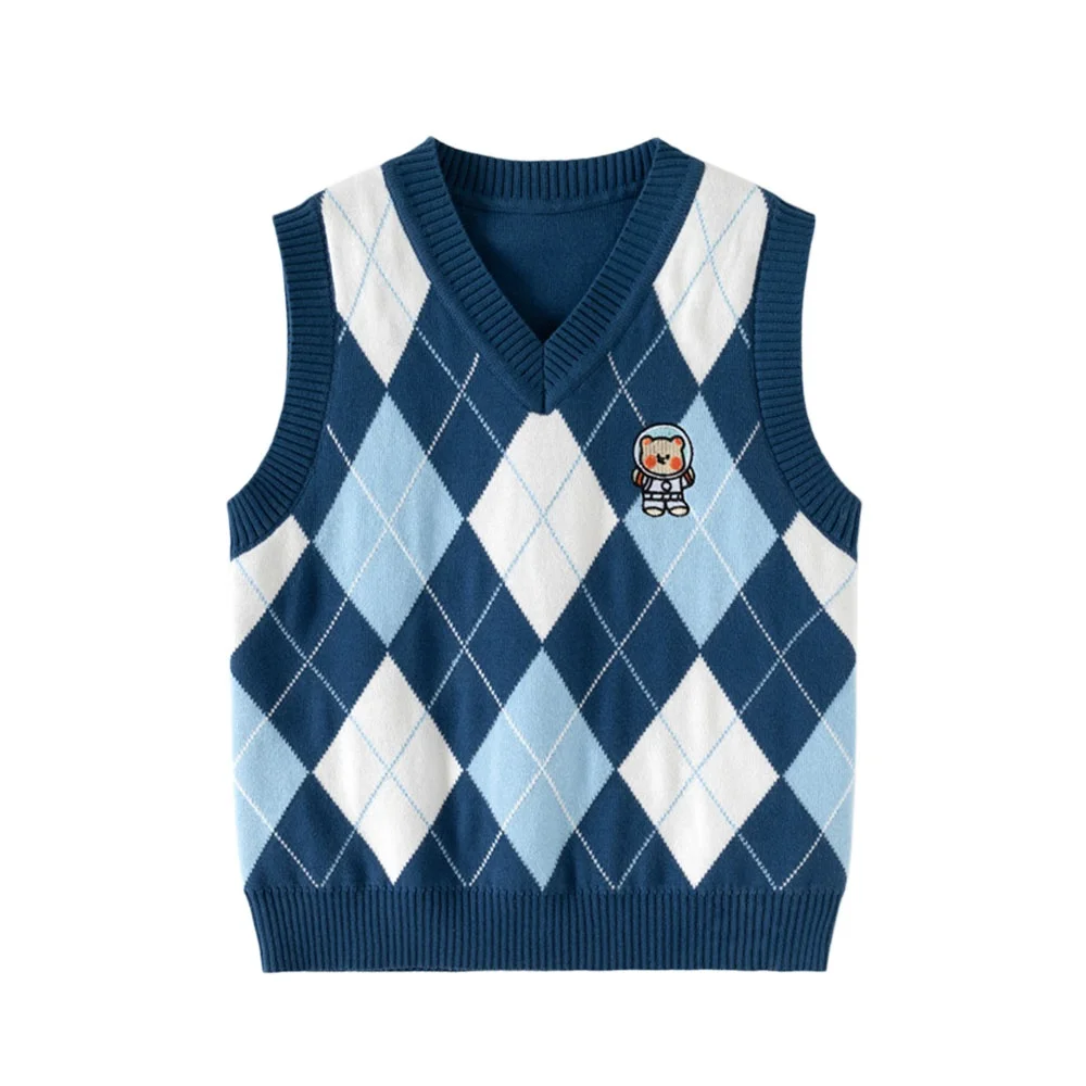 3-7T Karierte Ärmellose Herbst-Frühlings-Pullover für Jungen und Mädchen Kinderkleidung Bestseller Baby-Kostüm – Detail 2