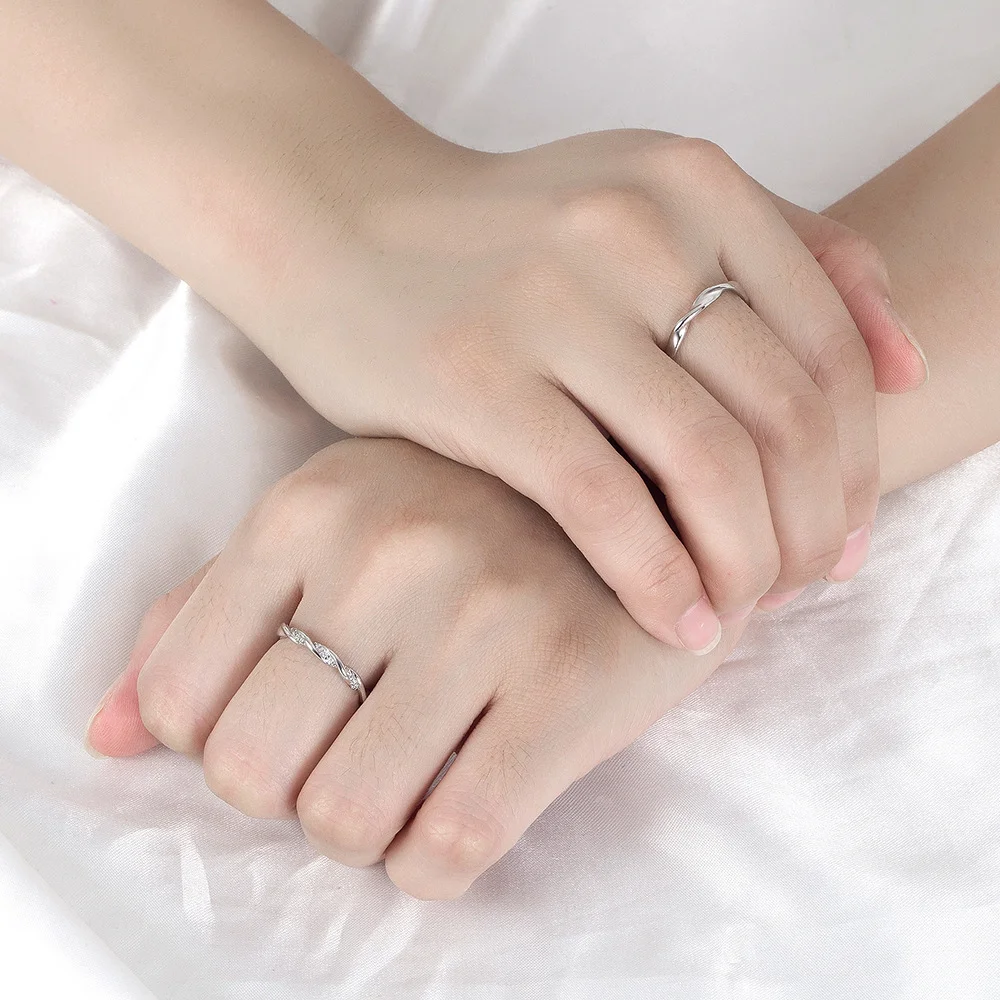 925 Sterling Silver Mobius Ring, AAA Zircon Gift
