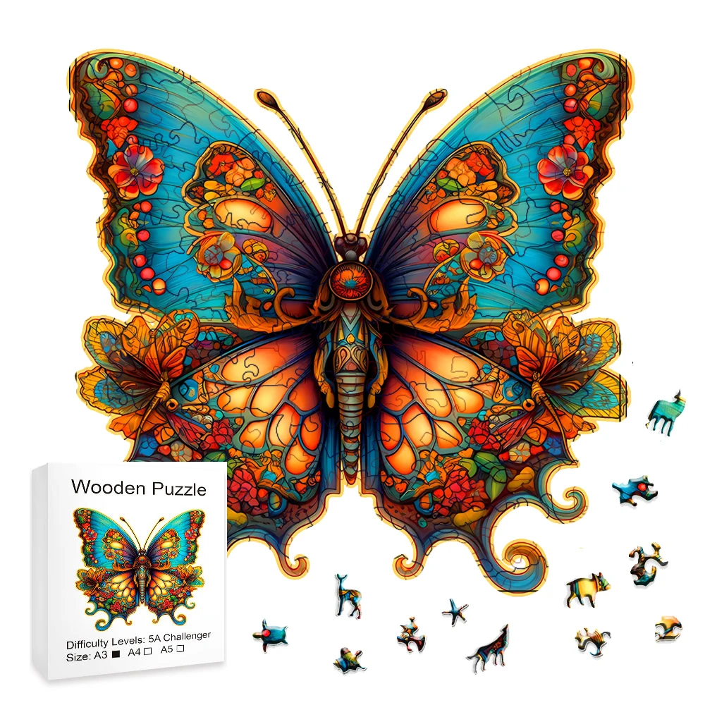 

Rich and Colorful Wooden Animal Puzzle Unique Butterfly Design Style, Unique Animal Puzzle Adult Wooden Puzzle Games 3d puzzle