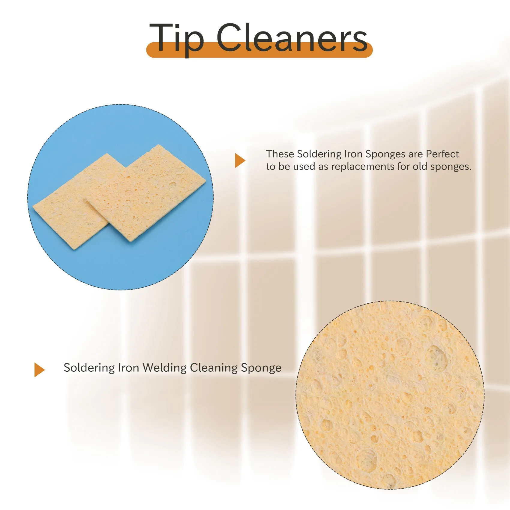 

Exquisite-100Pcs Soldering Iron Solder Tip Welding Cleaning Sponge Soldering Iron Sponge Pad Replacement Sponges Cleaning Pads