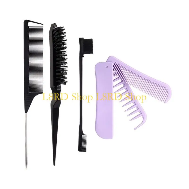 

L8RD Brush Hair Styling Comb Metal Pin Ratted Tail Combs Folding Hair Comb
