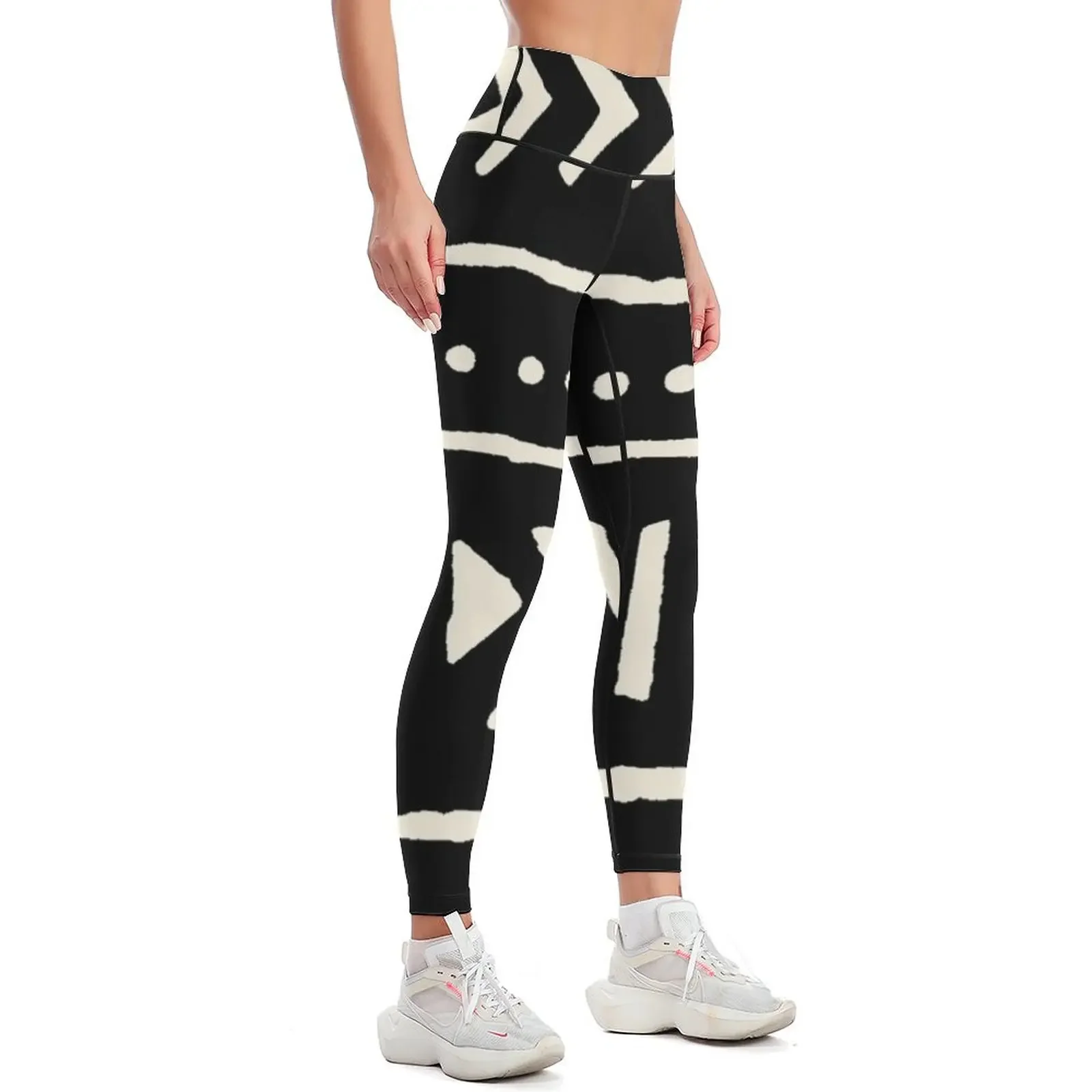 african mud cloth black and white Leggings fitness set gym Women's pants Pants sport Women's fitness Womens Leggings