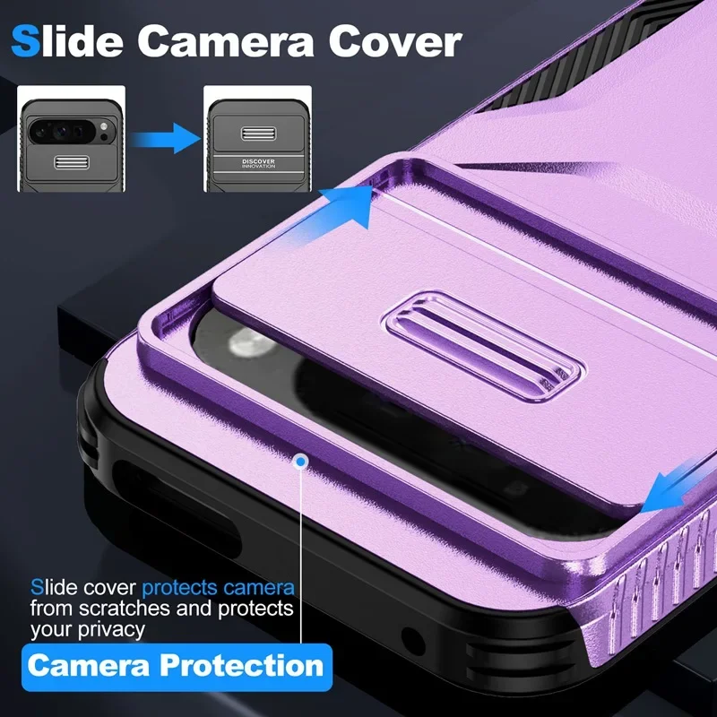 Case For Google Pixel 9 Pro XL Pixel9 Military Grade Antiskid Camera Lens Slide Cover Google Pixel 9 Pro Hard Cases Pixel9 Cover