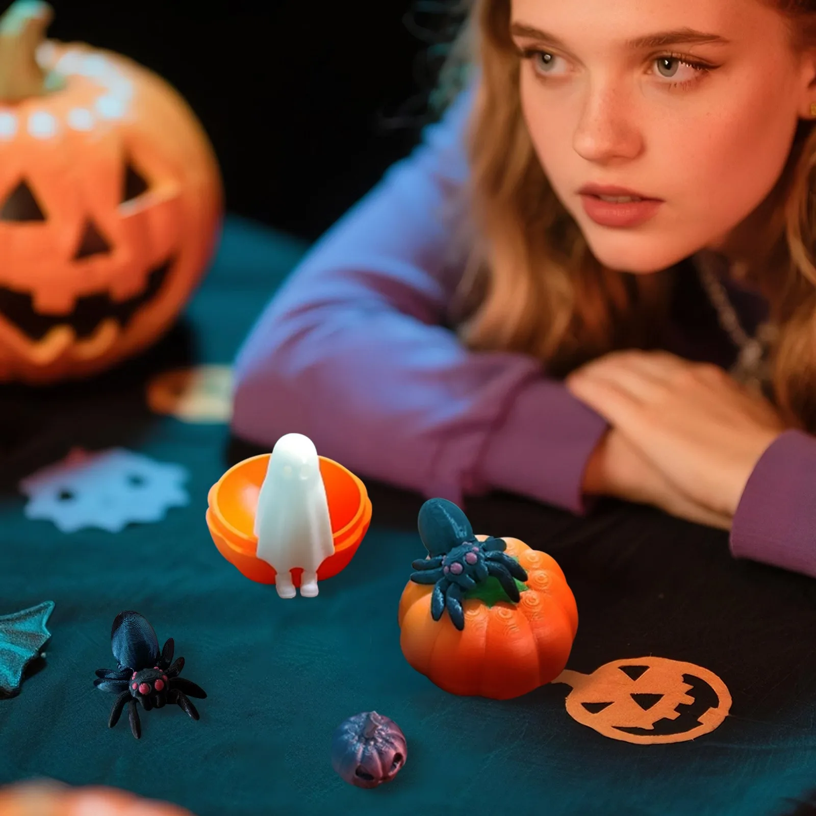 Halloween Pumpkins Egg Set Halloween Atmosphere Scary Dark Pumpkins Head Cos Pumpkins Gift Box Surprise Gift