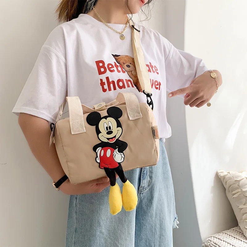 Disney-Bolsas femininas de ombro mickey mouse, cartoons, bolsa de nylon, bolsa mensageiro, bolsa anime fofa, presentes para meninas, moda, novo, 2024