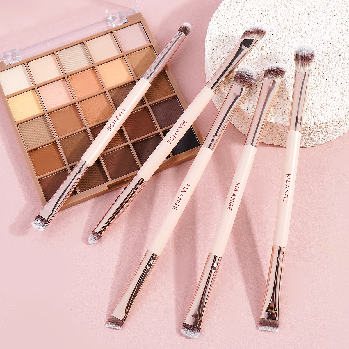 MAANGE-brochas de maquillaje, 5 uds., brochas de ojos de doble punta para sombra de ojos, delineador de ojos, contorno de nariz, mezcla de manchas, herramientas de brochas de maquillaje
