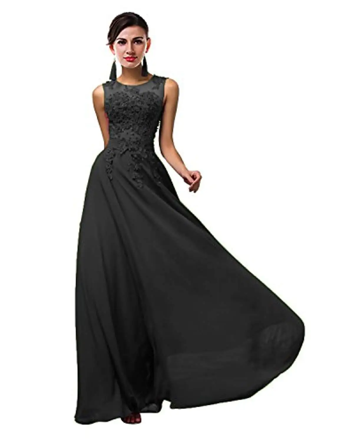 Customized Cheap Evening Dresses Appliques Beading Chiffon Long Formal Party Prom Bridesmaid Gowns Robes De Soiree In Stock