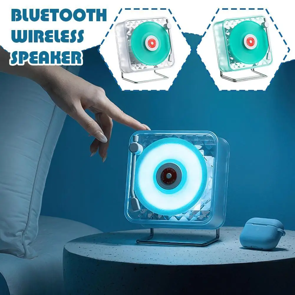 

New Retro White Noise Bluetooth Speaker Portable Turntable Sleep Aid Speakers Subwoofer With RGB Light Birthday Gift