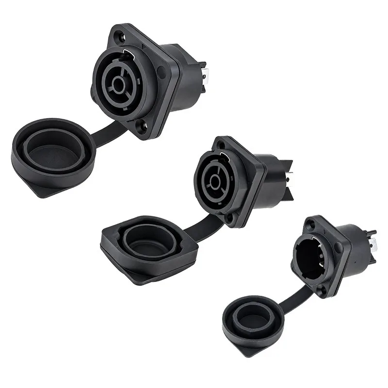 20A Power Connector Panel Mount Waterproof AC Power Inlet Socket Plug Adapter Air Tight Potted for Amplifier Equipment DIY