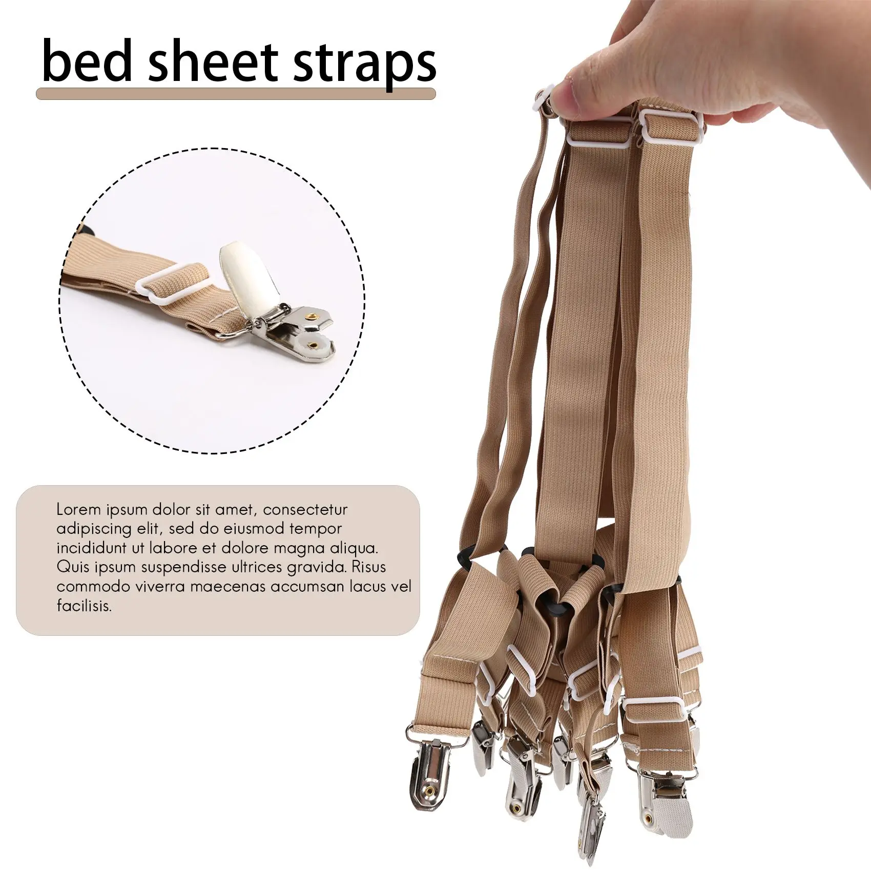 AS94-Bed Sheet Holder Straps Adjustable Elastic Band Fitted Bed Sheet Holder Fasteners Suspenders Clip For Full Size Mattress