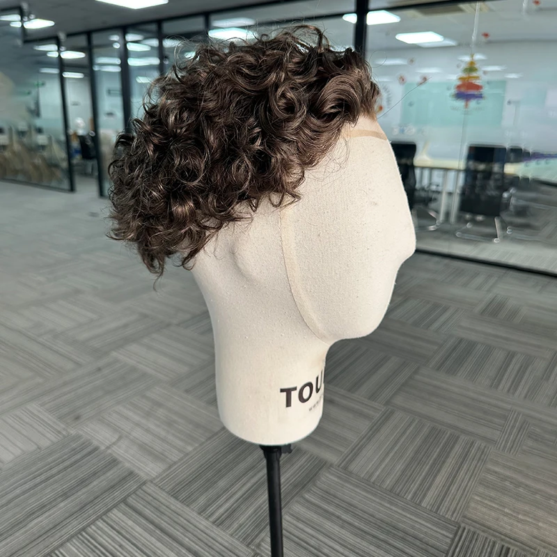 قبل قطع تصفيفة الشعر q6 نظام الشعر للرجال شعر بشري طبيعي نظام استبدال الشعر للرجال السويسري الدانتيل رقيقة الجلد رجل شعر مستعار #4