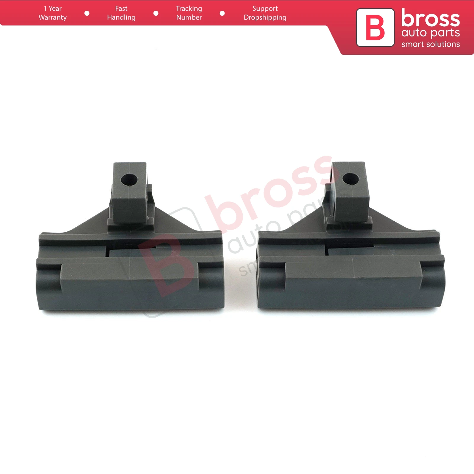 Bross Auto Parts BWR48 2 Pieces Window Regulator Clip, Front  Right OR Left,  Grey for VW Lupo, Polo Seat Arosa, Ibiza Cordoba