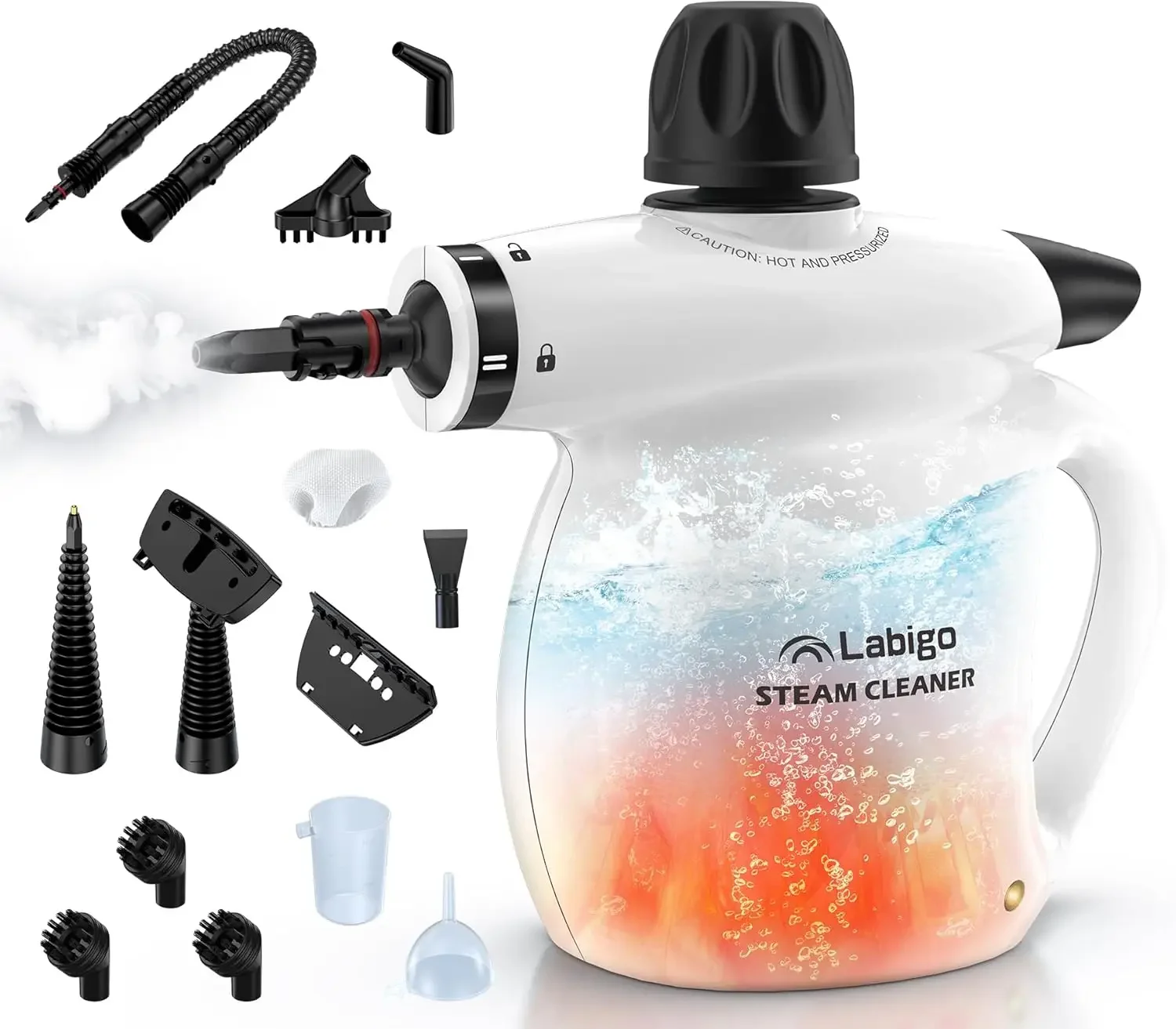 

Steam Cleaner, Pressurized Handheld 13pcs Multi-Purpose Natural Deep Cleaning Steamer, Portable Steamer for Cleaning Home