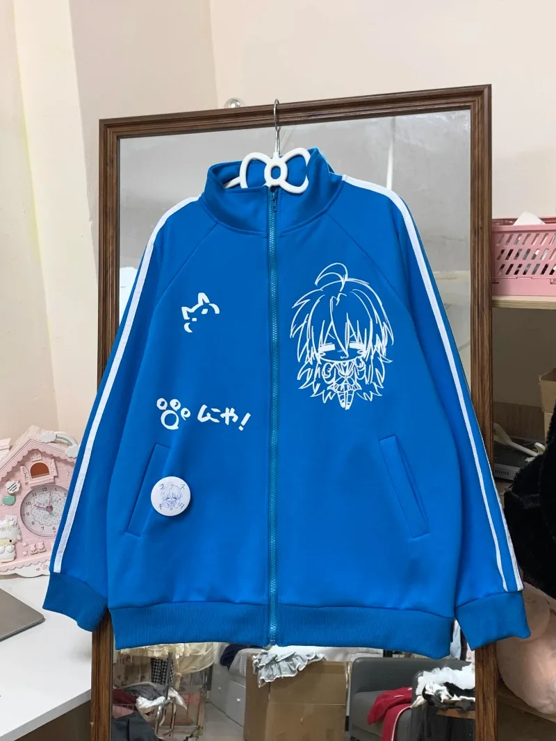 Japanese Original Subculture Animation Sense Two-dimensional Yuan Stand-up Collar Autumn and Winter Loose Versatile Coat Woman