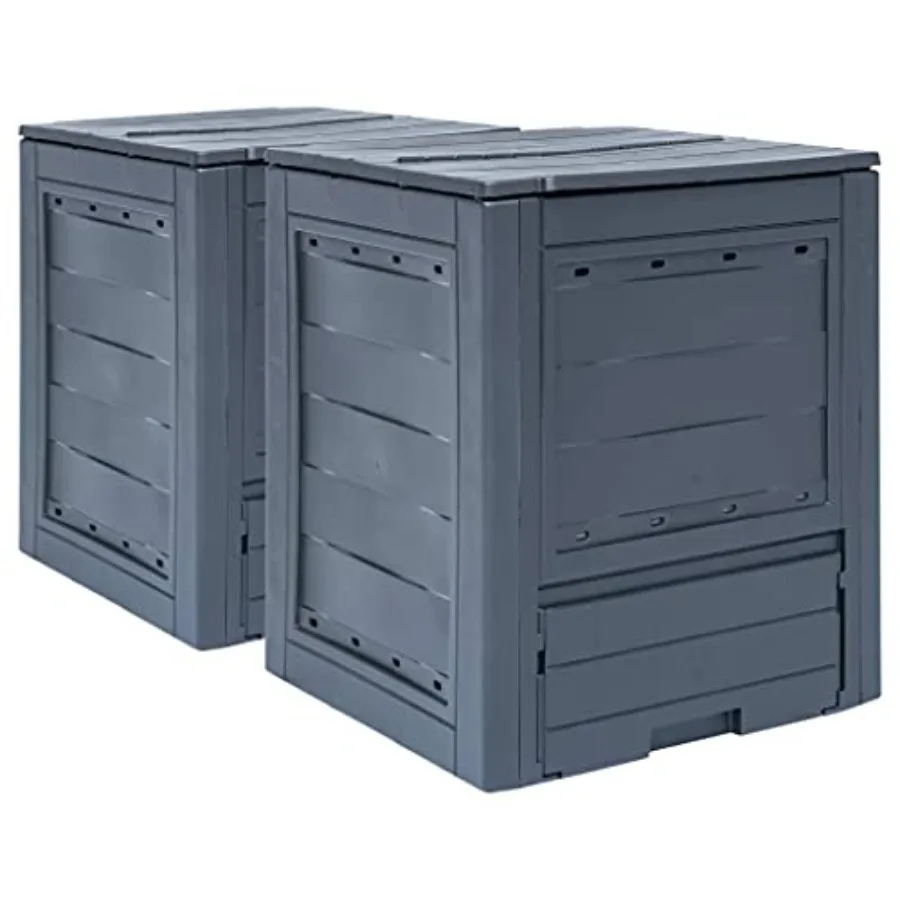 Garden composters for outdoor use, made of durable plastic, gray color, large 137.4-gallon capacity with compact 23.6x23.6x28.7