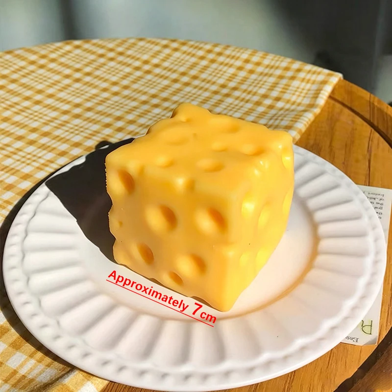 Simulierter Käse Langsam Zurückfederndes Quetsch-Ornament Riesiges Käse-Quetschspielzeug Sensorisches Anti-Stress Käsewürfel-Ball S/M/L Mehrere Größen – Detail 11