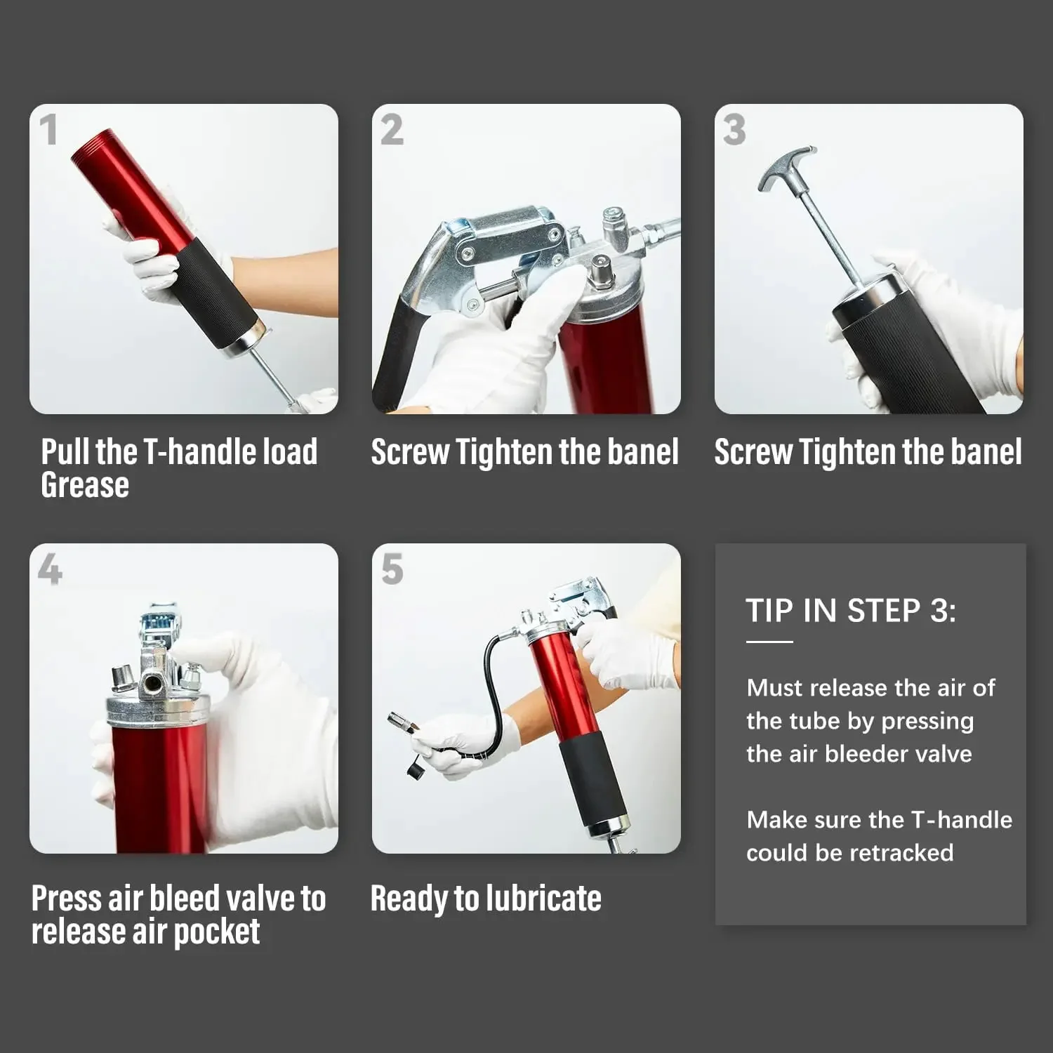 مسدس قبضة الشحوم بندقية مجموعة سبائك الألومنيوم دليل قبضة الشحوم بندقية 400CC حقن الشحوم 6000-7000PSI مع خرطوم مرن