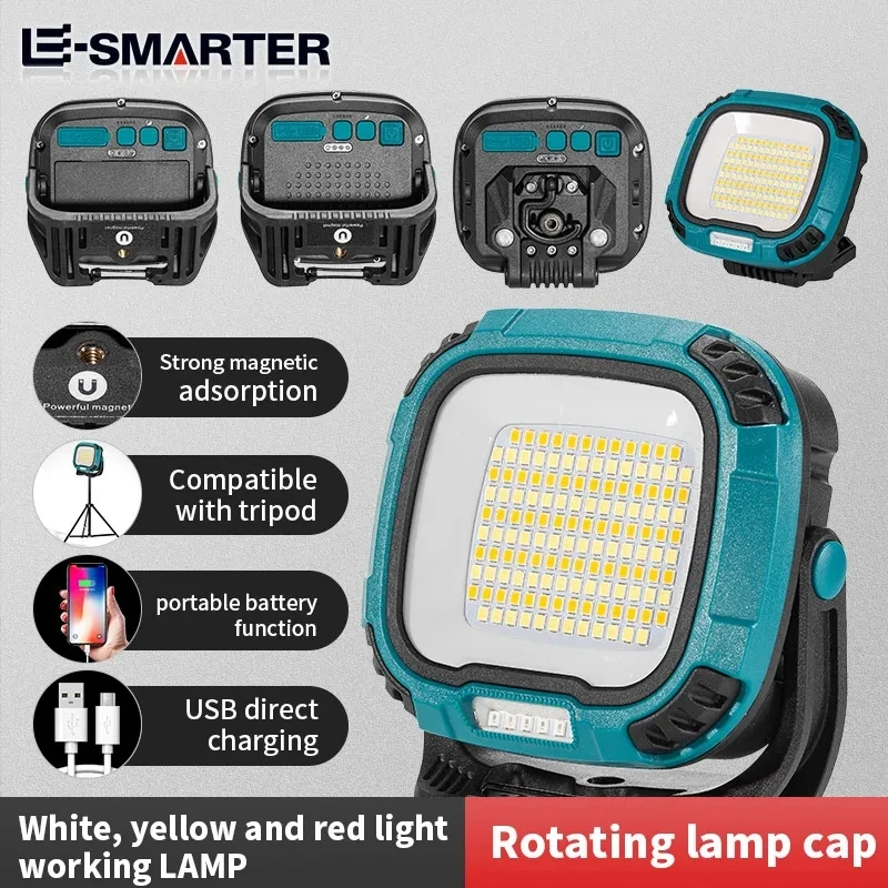 Linterna de foco LED portátil, luz fuerte, Lámpara de trabajo magnética recargable de emergencia para acampar al aire libre, pesca, W892