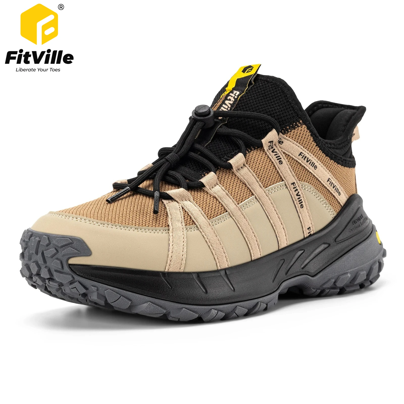 FitVille Slip on Hiking Shoes Extra Wide Walking Shoes for Men Trekking Loafer Arch Support Non-slip Casual Sports Sneakers