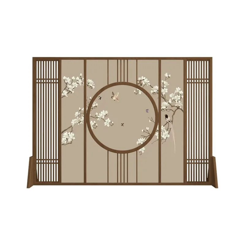 

New Chinese-style screen partition, living room entrance door blocking solid wood office, hotel flowe